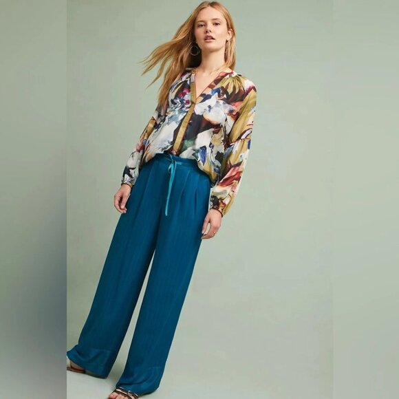 Anthropologie Vineet Bahl Sunbound Silk Blouse Size M summer beach‎ - Picture 1 of 13